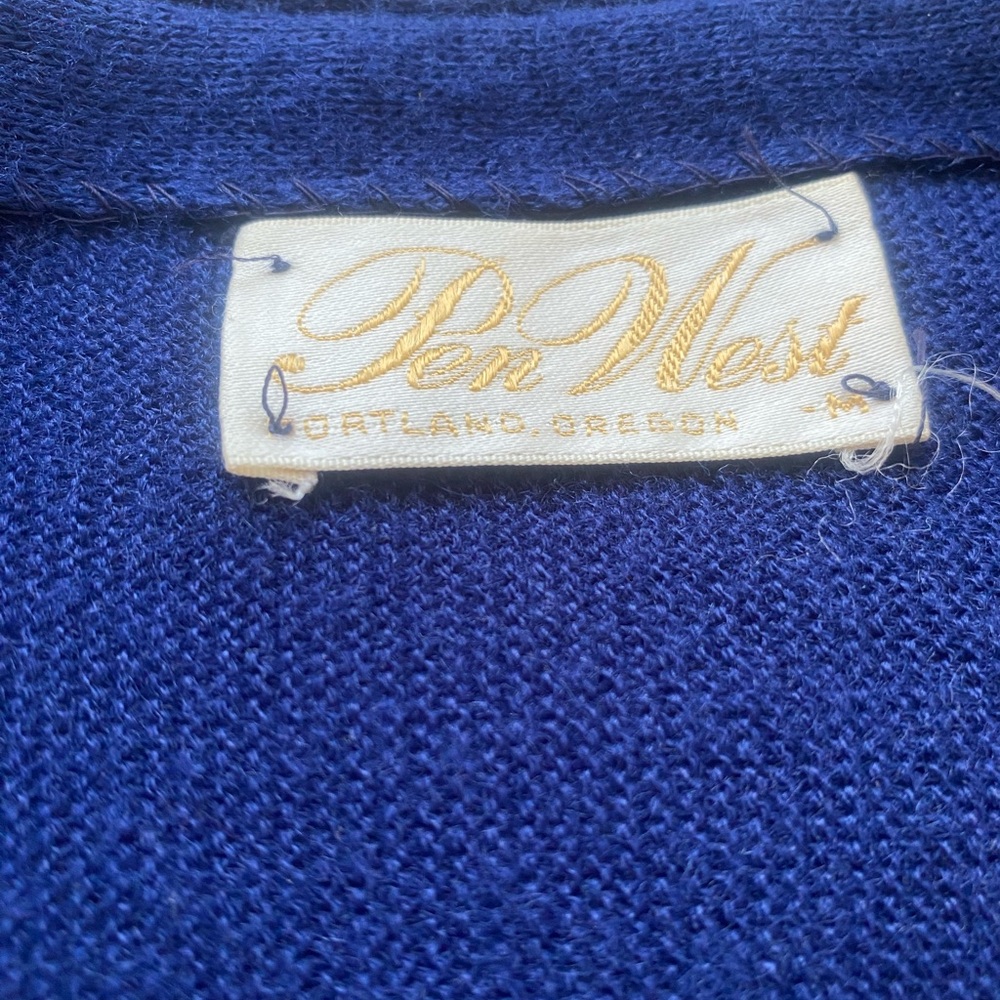 Men’s EUC Rare Vintage Pen West Blue Cardigan Sweater SZ M!! - Picture 4 of 5